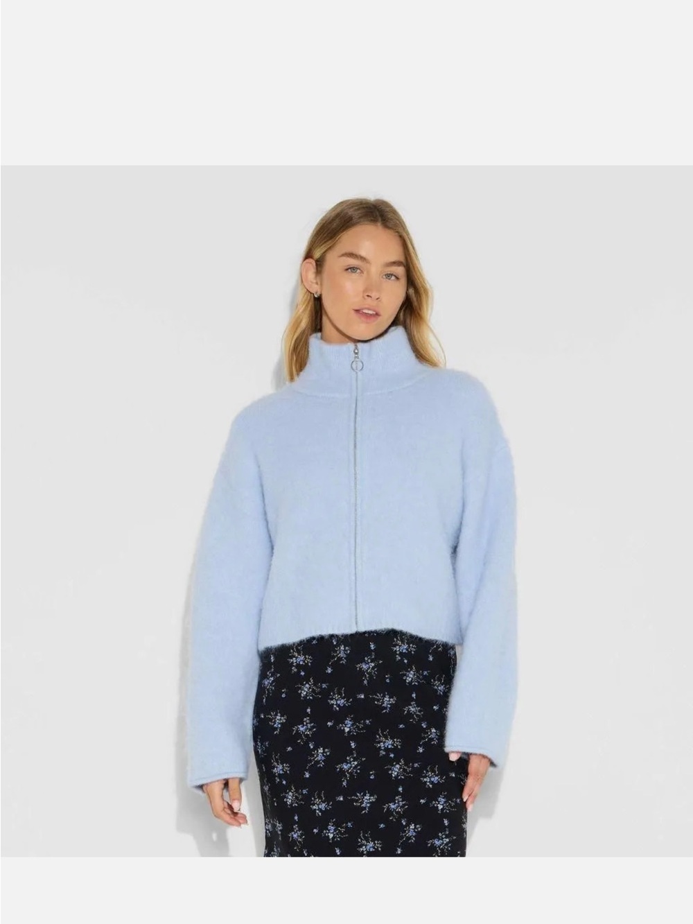 wild fable Light Blue Fuzzy Zip-Up Teddy Jacket Size Medium